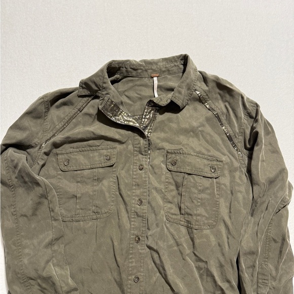 Free People Sage Green Casual Shirt - Picture 4 of 6